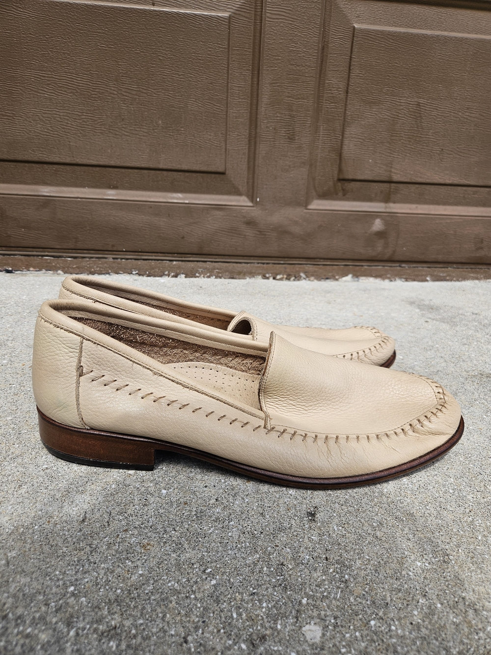 Giorgio Brutini Le Glove Men’s 12 M Leather Loafers Beige Made in Brazil